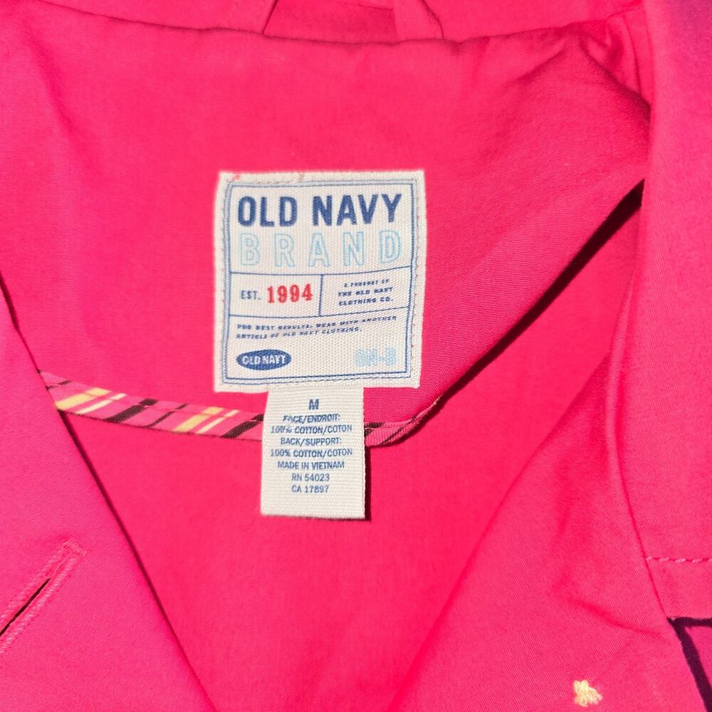 Vintage Y2K Old Navy Hot Pink Mid Length Single Breasted Trench Coat Medium EUC - Picture 7 of 8